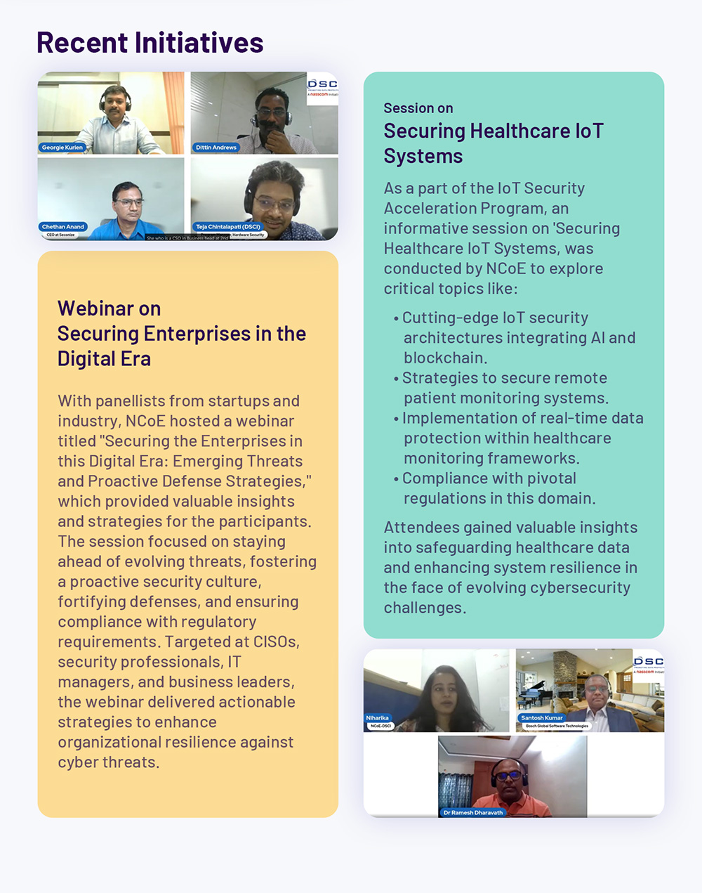 Recent Initiatives